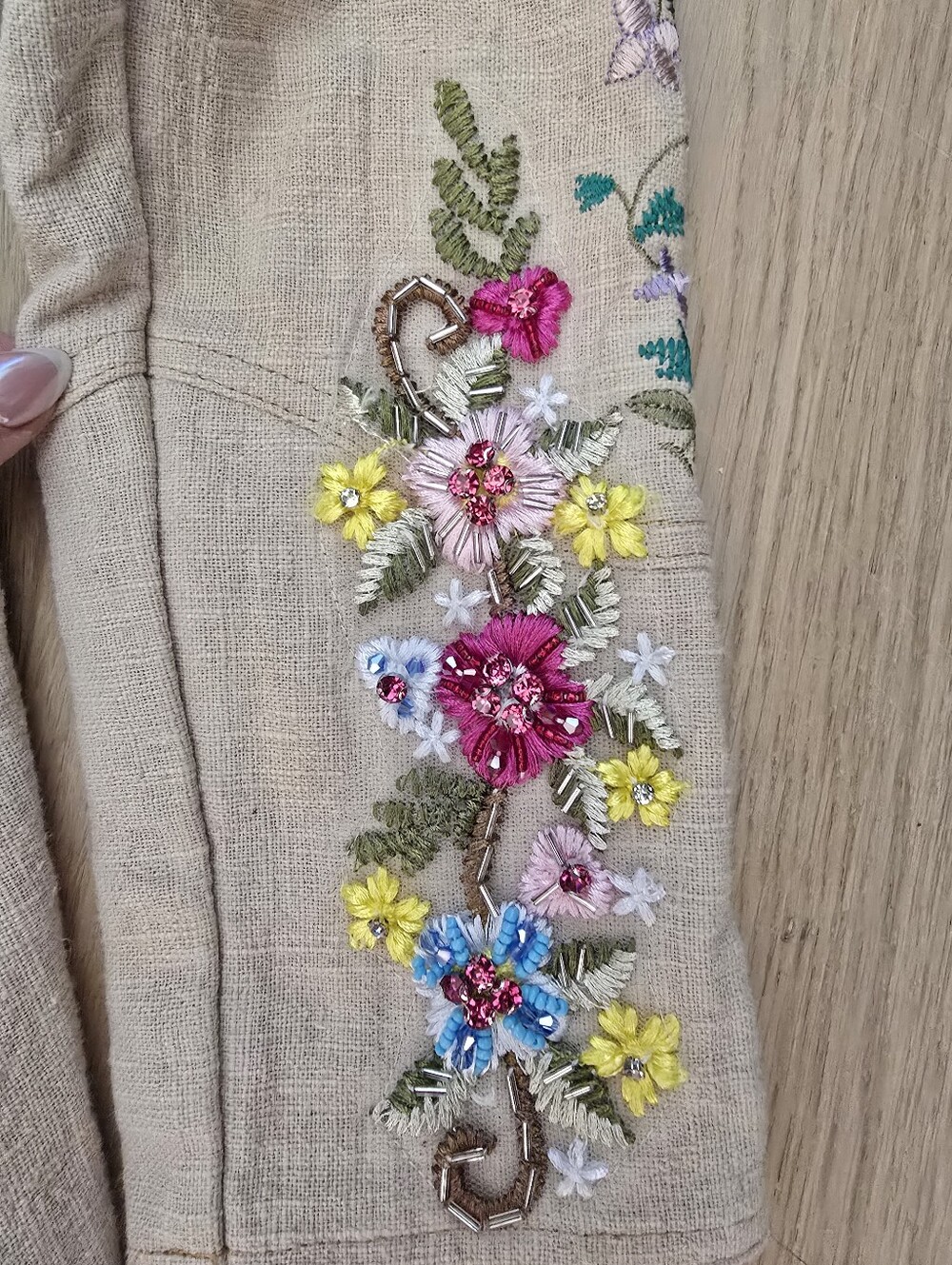 Aratta Cherish Coat Embroidered with Floral Accents - Picture 4 of 8